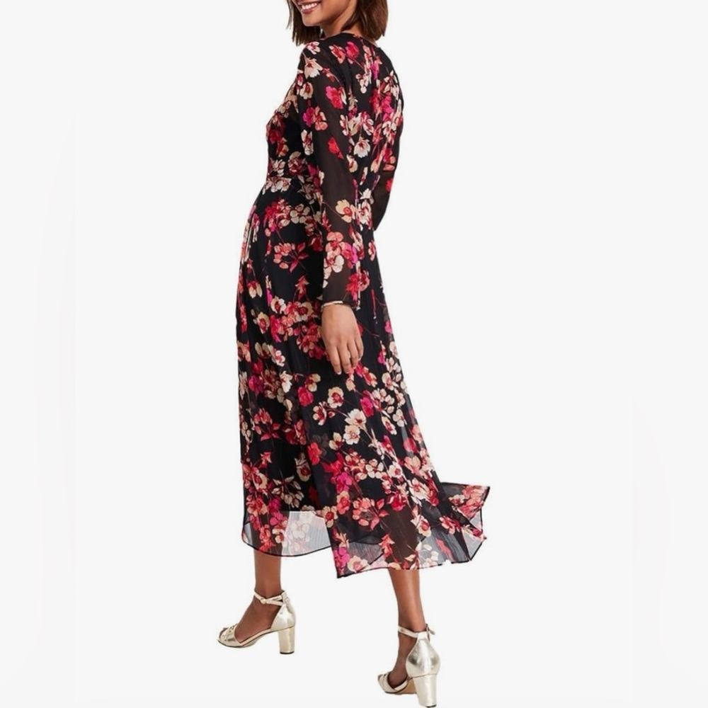 Tommy Hilfiger Paper Poppy Printed Chiffon A-Line Dress Size 2 & 4 NWT - Picture 4 of 13